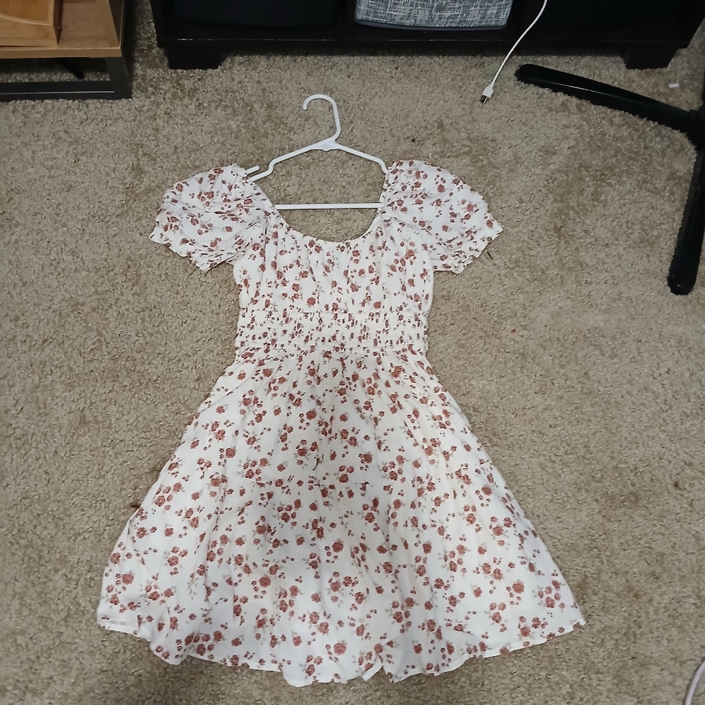 Floral White and Pink Dress
